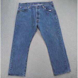 Levi's 501 Jeans Mens 40x30 Straight Leg Blue Dark Wash Button Fly Denim